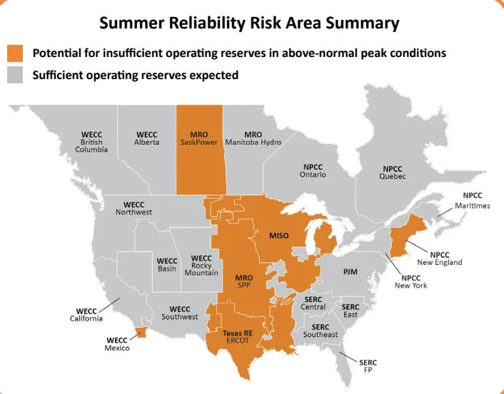 Summer Power Grid Risk Areas Identified