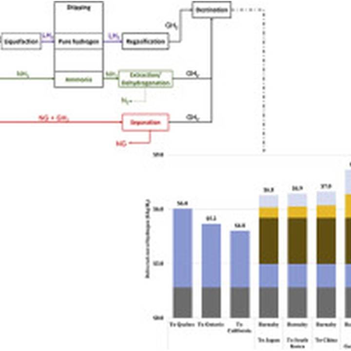 Top: schematic of a metabolic pathway from glucose to pyruvate with labeled steps (glycolysis, fermentation, respiration); bottom: stacked bar chart comparing component contributions across samples. Note: bars use color coding for different compounds or processes.