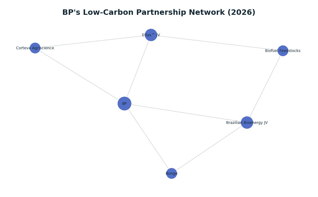 Network graph: BP's Low-Carbon Partnership Network (2026)