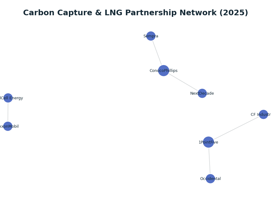Network graph: Carbon Capture & LNG Partnership Network (2025)