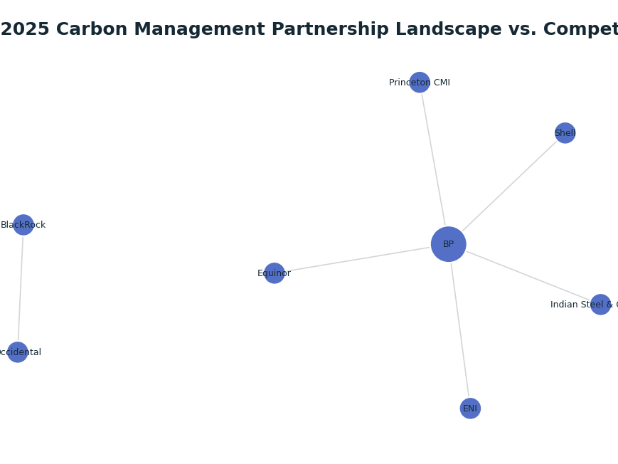 Network graph: BP's 2025 Carbon Management Partnership Landscape vs. Competitors