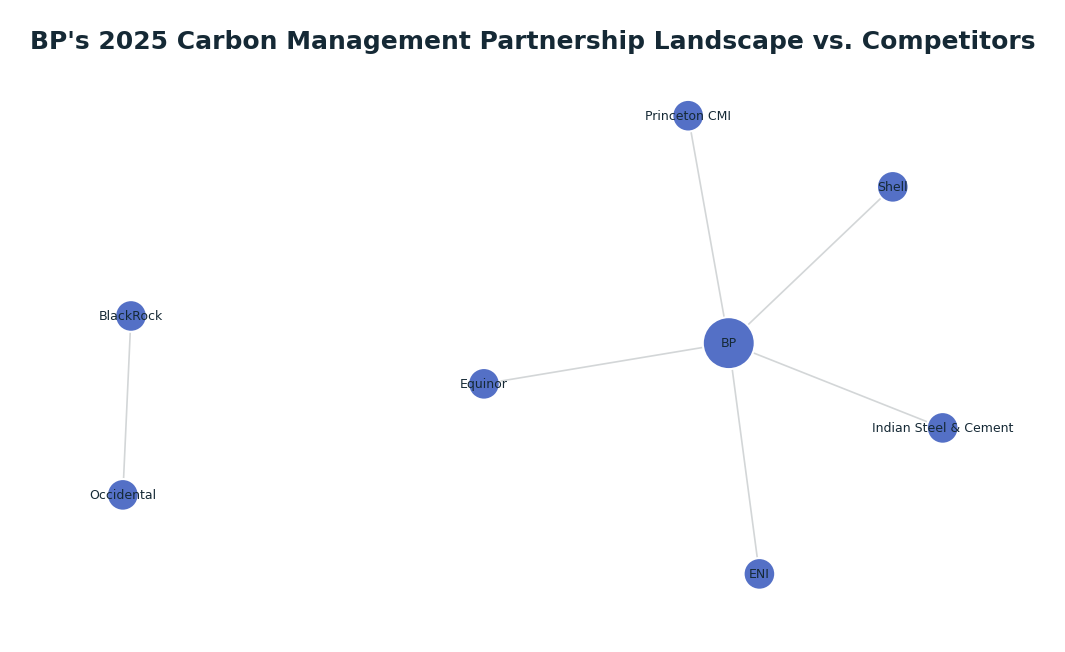 Network graph: BP's 2025 Carbon Management Partnership Landscape vs. Competitors