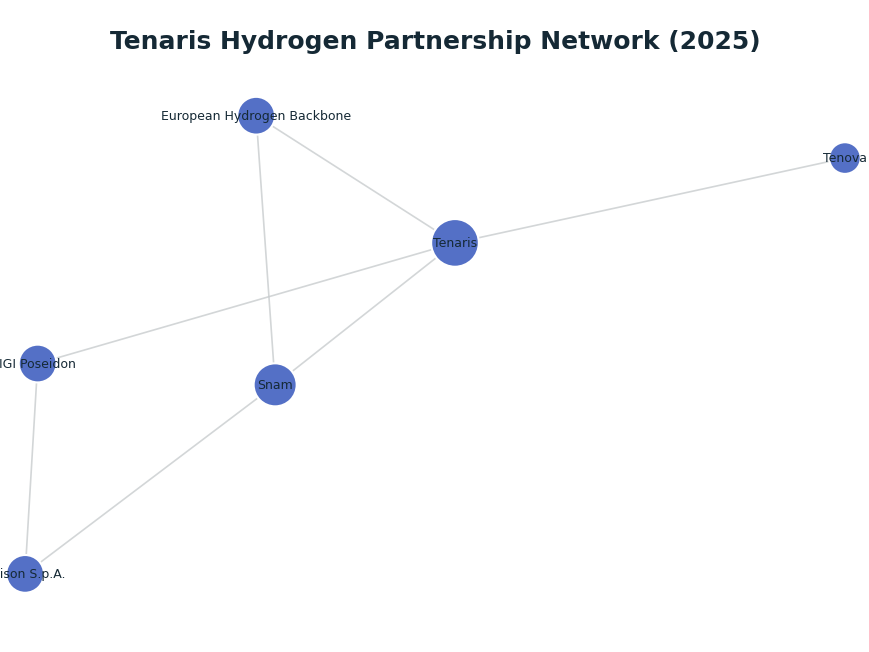 Network graph: Tenaris Hydrogen Partnership Network (2025)