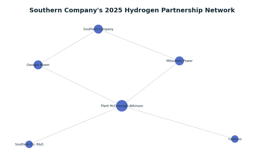 Network graph: Southern Company's 2025 Hydrogen Partnership Network