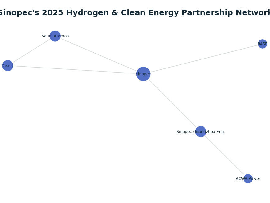 Network graph: Sinopec's 2025 Hydrogen & Clean Energy Partnership Network