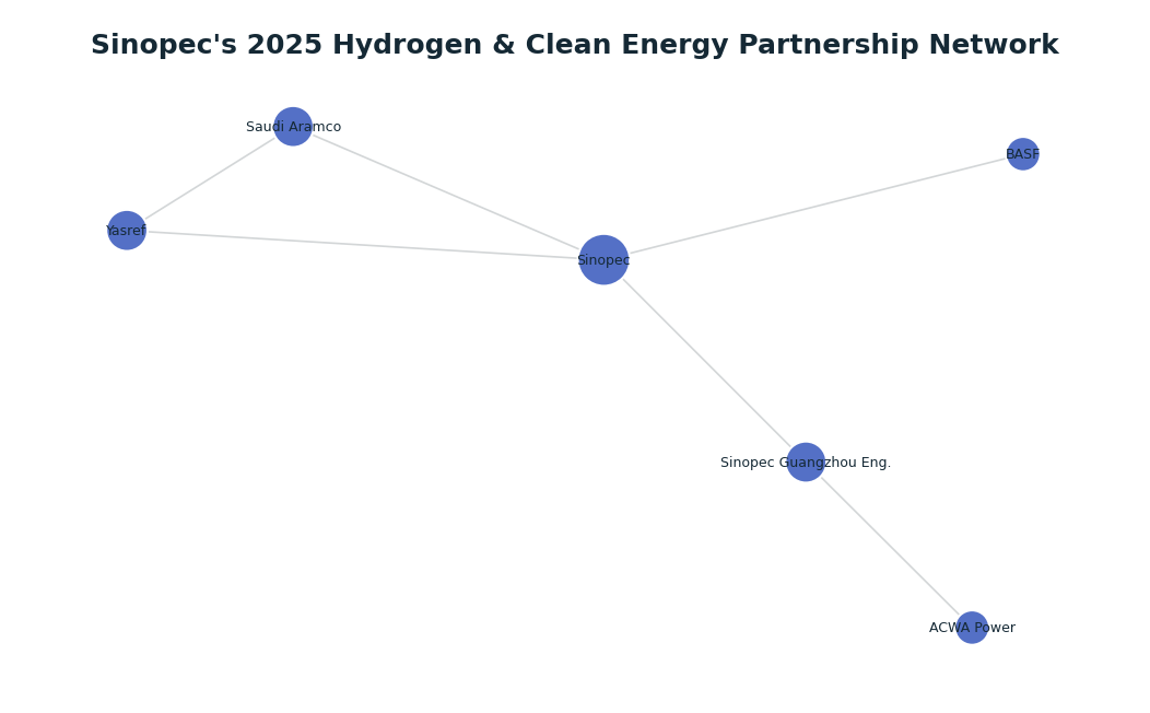 Network graph: Sinopec's 2025 Hydrogen & Clean Energy Partnership Network