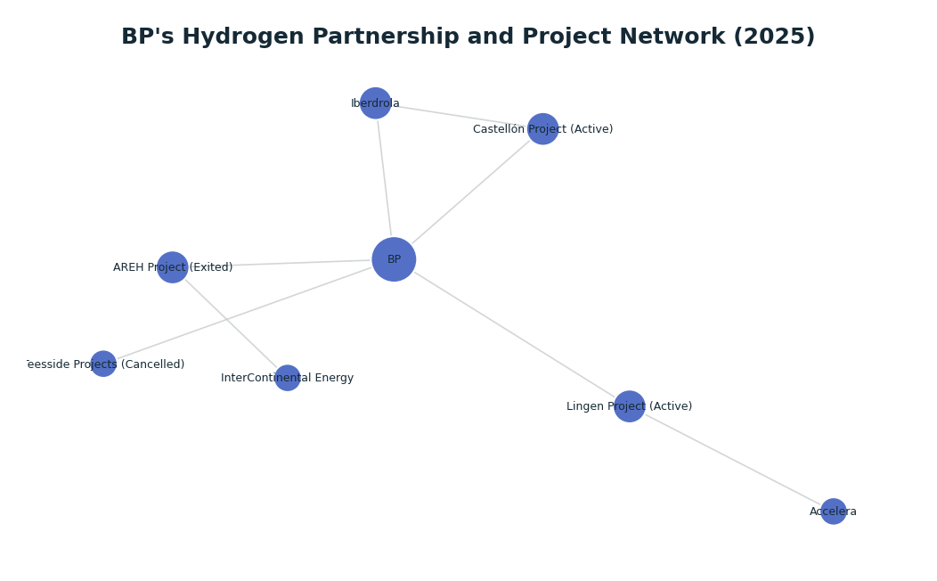 Network graph: BP's Hydrogen Partnership and Project Network (2025)