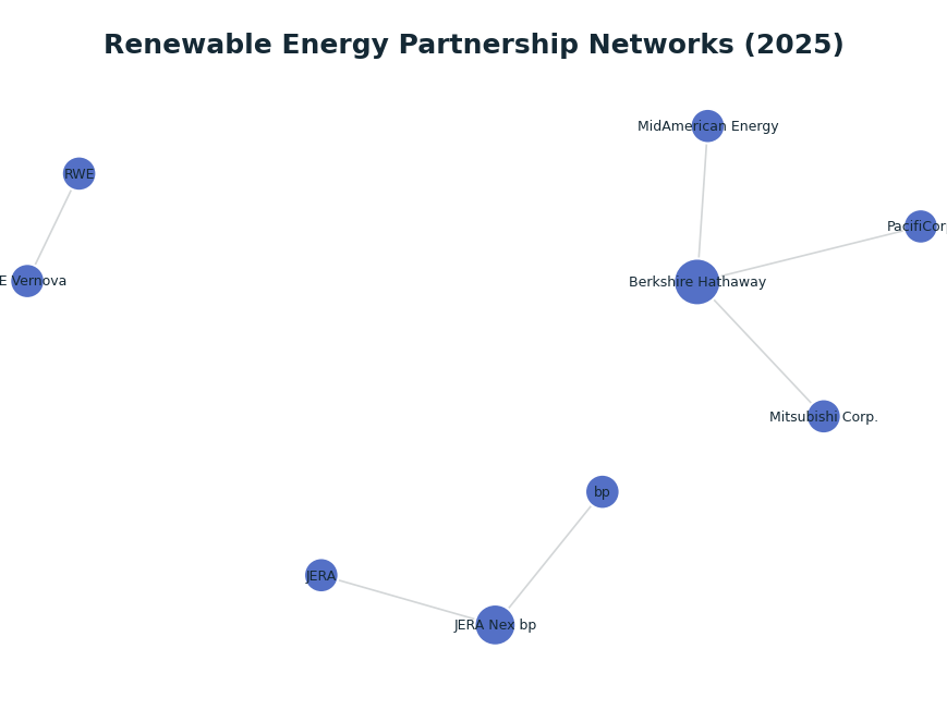 Network graph: Renewable Energy Partnership Networks (2025)