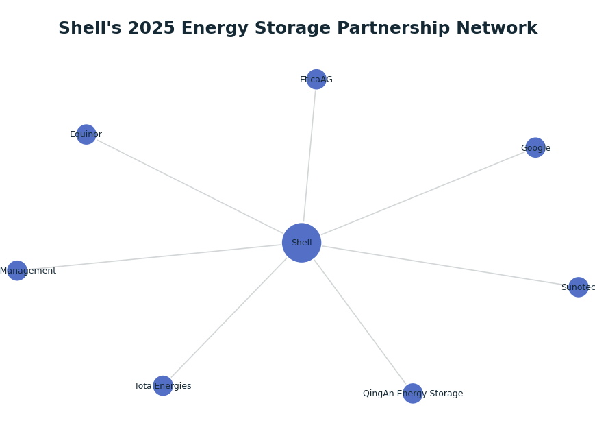 Network graph: Shell's 2025 Energy Storage Partnership Network
