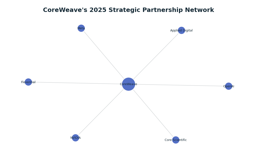 Network graph: CoreWeave's 2025 Strategic Partnership Network